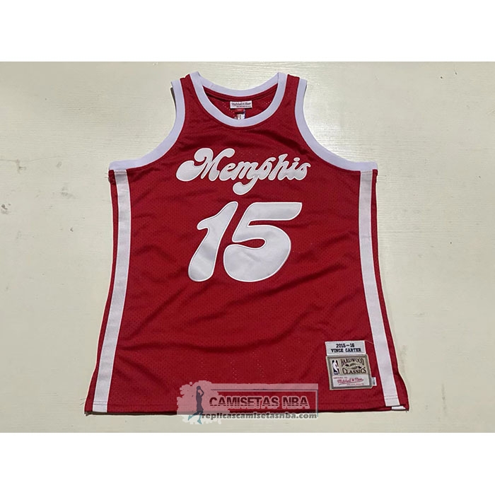 Camiseta Memphis Grizzlies Vince Carter NO 15 Mitchell & Ness 2015-16 Rojo